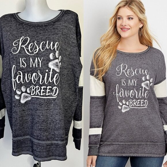 Coco & Tashi Rescue is  my Favorite Breed Graphic Pullover Dog Cat Shirt Sz S - Picture 1 of 16